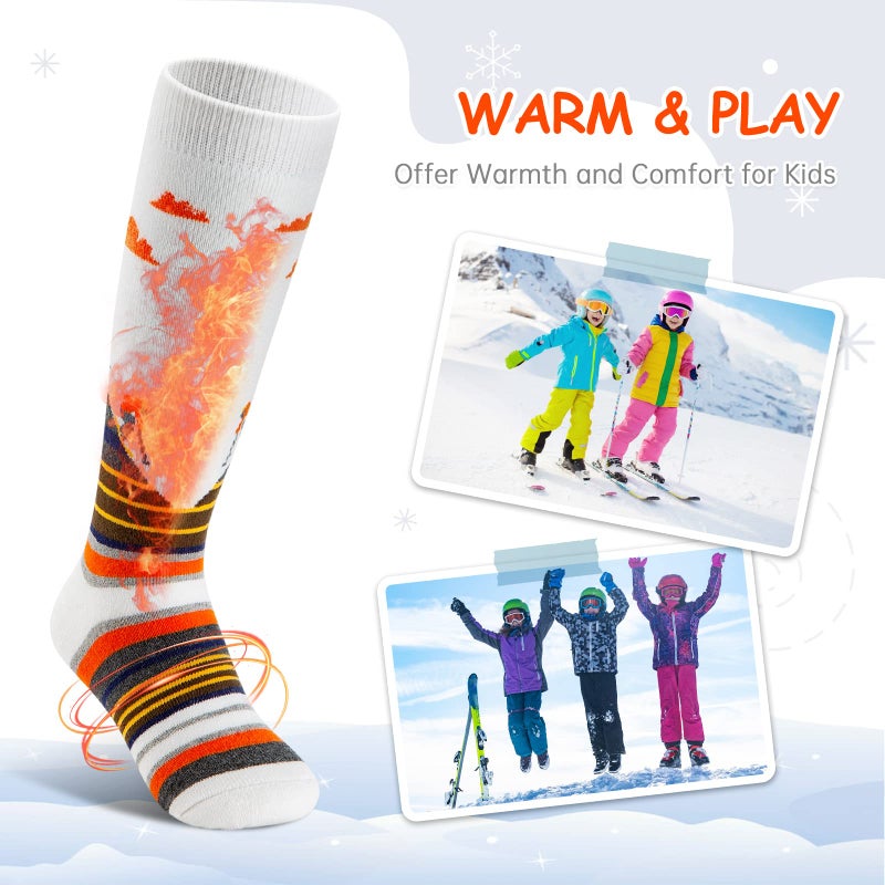 Cimkiz Ski Socks Kids Winter Warm Thermal Snow Socks, Skiing Snowboarding Skating for Toddler Boys and Girls (2 Pairs or 3 Pairs) - Image 5